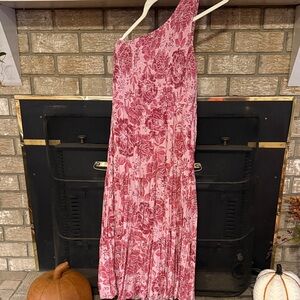 Floral Pink One-Shoulder Dress